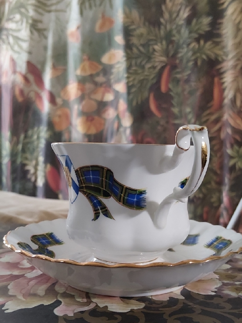 Nova Scotia Tartan Crest Bone China Porcelain Tea Cup and Saucer